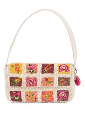 💕🔹️Made In India 🔹️multi Floral Patch Beaded Flap Shoulder Bag